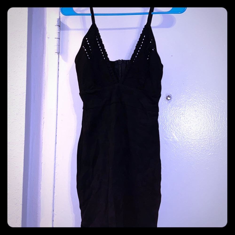 All Black Faux Suede Mini Dress